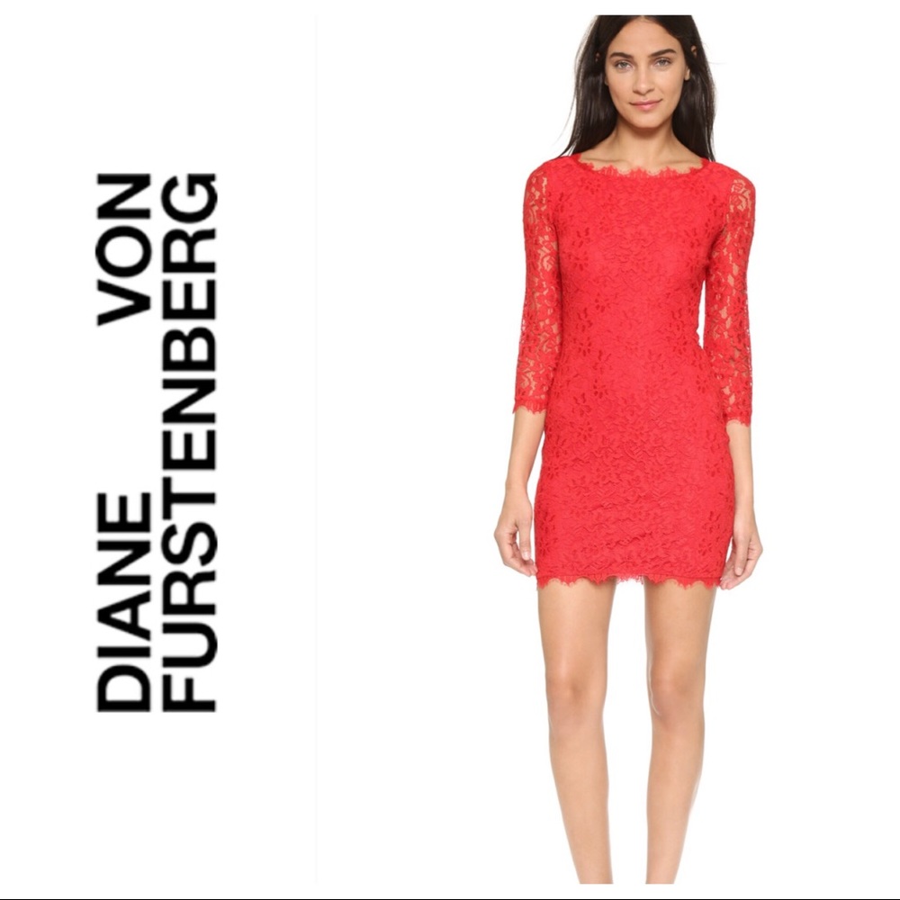 Worn Once!- DVF Zarita Lace Mini Dress, Size 4